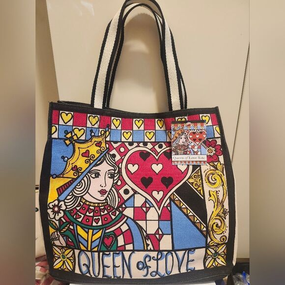 NWT Brighton "Queen Of Love" Large Canvas Tote Bag Retail $125 - Picture 1 of 12